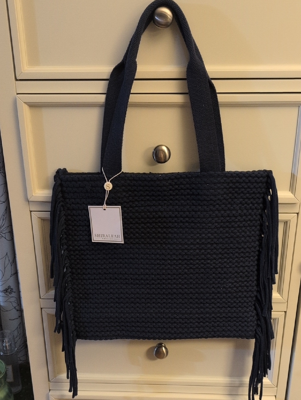 Shiraleah Navy Woven Fringe Tote